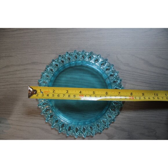 Vintage Blue Glass Lace Edge Decorative Plate - Picture 2 of 3